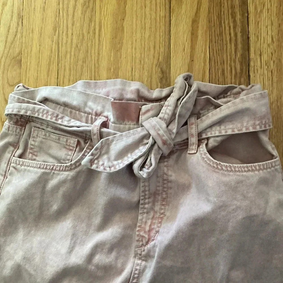 JOE’S Jeans The Brinkley pink wash sz 28 high rise paper bag with zip, snap, tie - Picture 2 of 8